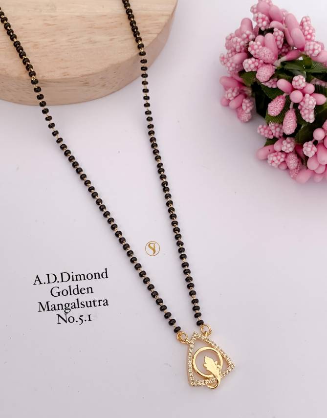 17 Daily Wear AD Diamond Golden Mangalsutra Wholesale Price In Surat
